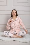 Cansoy Pudra Desenli Bayan Pijama Takımı