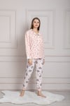 Cansoy Pudra Desenli Bayan Pijama Takımı
