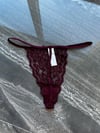 Dantelli Arka Ve Bel İpli Bordo Tanga