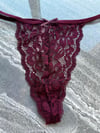 Dantelli Arka Ve Bel İpli Bordo Tanga
