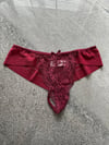 Dantelli Transparan Bordo Tanga