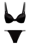 Diva Double Push Up Siyah Taşlı Sütyen Takımı