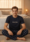 Erkek Kısa Kol Lacivert Pijama Takımı