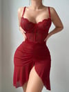 İp Askılı Bordo Tül Gecelik 4077