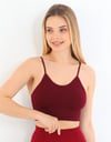 İp Askılı Çizgili Pedli Bordo Bustiyer 5702