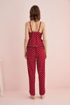 İp askılı Puantiyeli Kırmızı Pijama Takımı