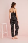 İp Askılı puantiyeli Siyah Pijama Takımı