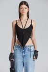 İp Detaylı V Kesim siyah Crop (2434)