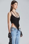 İp Detaylı V Kesim siyah Crop (2434)