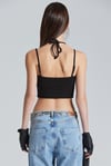 İp Detaylı V Kesim siyah Crop (2434)