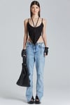 İp Detaylı V Kesim siyah Crop (2434)