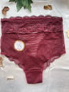 Kadın Bordo Dantelli Yüksek Bel Külot (4562)