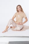 Kadın Kısa Kol Vizon Pijama Takımı
