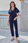 Kadın Kkol Lacivert Pijama Takımı (9046)