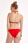 Kırmızı Çiçek Desenli Straplez Kaplı Bikini Takımı