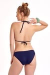 Lacivert Çiçek Desenli Kaplı Üçgen Bikini Takımı