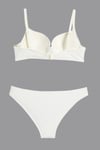 Örgü Desenli Destekli Ekru Sütyen Takımı (627T)