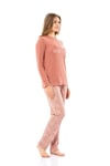 Poleren Kadın Uzun Kollu Pembe Pijama Takımı