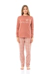 Poleren Kadın Uzun Kollu Pembe Pijama Takımı