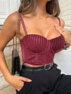 Sim Detaylı Korseli Bordo Bralet Takım (639T)