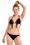 Siyah Deniz Kabuklu Üçgen Bikini Takımı
