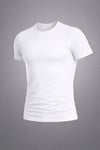 Yıldız Yuvarlak Yaka Kısakol Likralı Beyaz T-Shirt - 90