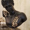 Büyük Hermes Yaprak Dekorlu Heykel Siyah Gold