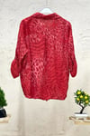 Batik Leopar Desen Pul Detaylı Vual Gömlek