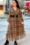 Kruvaze Leopar Desen Elbise