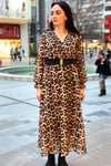 Kruvaze Leopar Desen Elbise
