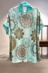 Mandala Desen Kısa Kol Şallı İthal Bluz