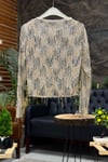 Sequined Haired Long Sleeve Tulle Blouse