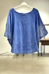 Yanları Oval Taşlı Oversize Keten Bluz
