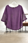 Yanları Oval Taşlı Oversize Keten Bluz
