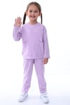  %100 Pamuk Cepli Düz Renk Fitilli Kız Çocuk Pijama Takımı  - Lila