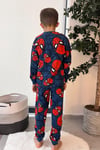 %100 Pamuk Örümcek Adam Desenli Erkek Çocuk Pijama Takımı - Lacivert