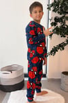 %100 Pamuk Örümcek Adam Desenli Erkek Çocuk Pijama Takımı - Lacivert