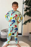 %100 Pamuk Sonic The Hedgehog Desenli Erkek Çocuk Pijama Takımı - Turkuaz