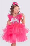 Neon Pembe Pul Payet Tütü Elbise