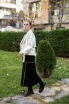 Bel Lastik Detay Çizgili Cepli Pantolon