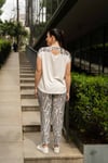 Beli Lastik Detay Cepli Zebra Desenli Kadın Pantolon