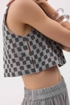 Dama Desenli Crop Bluz