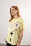 İnci Ve Taşlı Papatya Desenli Tshirt