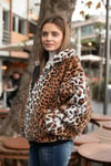 Leopar Desen Tüylü Mont
