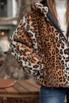 Leopar Desen Tüylü Mont