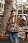 Leopar Desen Tüylü Mont