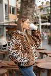 Leopar Desen Tüylü Mont