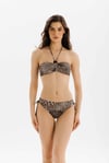 Leopar Desenli Askısız Büzgülü Kadın Bikini