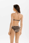 Leopar Desenli Askısız Büzgülü Kadın Bikini