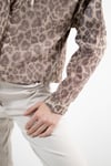 Leopar Desenli İçi Polar Detaylı Kapüşonlu Ceket